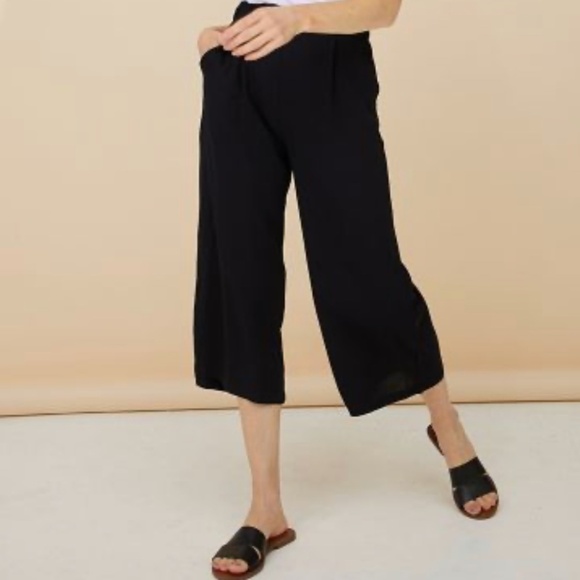 Viola Borghi Linen Pants Baggy Wide leg Parachute Cropped Paper Waist Pockets S - Picture 2 of 16